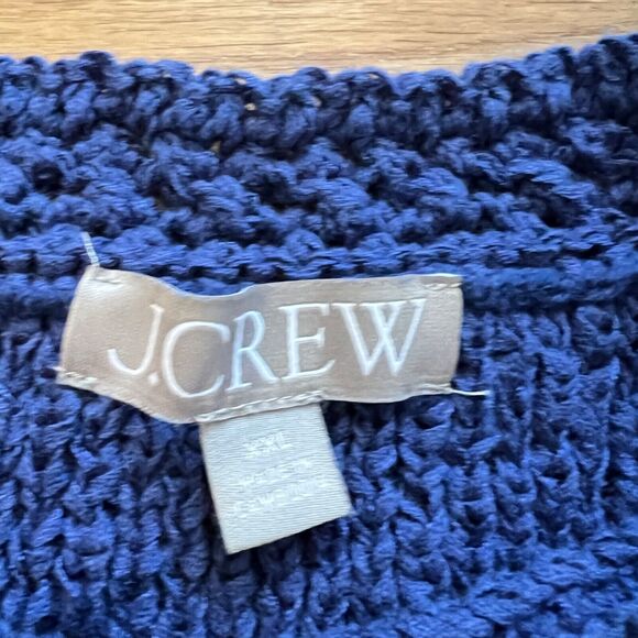J.Crew Sweater Tank Size XXL Blue High-Neck Textured Pointelle - Picture 3 of 7